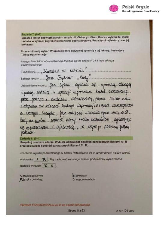 Egzamin ósmoklasisty 2025 - polski