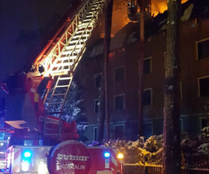 Augustów. Pożar hotelu. Znaczna część budynku spłonęła