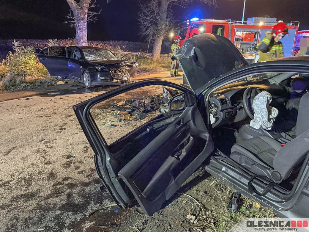 Czołowe zderzenie pod Oleśnicą