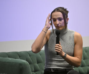 Iga Świątek i Daria Abramowicz na konferencji