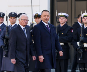 Wizyta szwedzkiej pary królewskiej w Polsce. Powitanie w Pałacu Prezydenckim