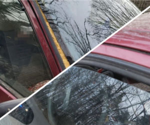 Szyba z innego auta przytwierdzona pianką montażową. Policjanci nie wierzyli w to co zobaczyli