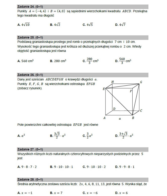 Matura 2022 - MATEMATYKA: arkusze CKE poziom podstawowy