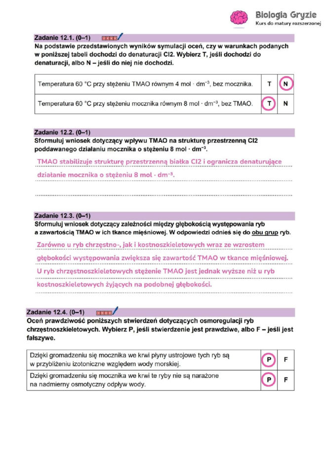 Odpowiedzi do arkusza maturalnego CKE - biologia rozszerzona 2026