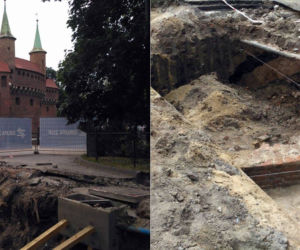 Kraków: Podczas remontu Basztowej odkryto fragment muru. Może sięgać czasów królowej Jadwigi! [ZDJĘCIA]
