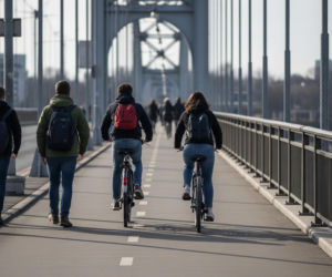 Most Grunwaldzki Kraków. Piesi na ścieżce rowerowej. Ile potrwają utrudnienia?