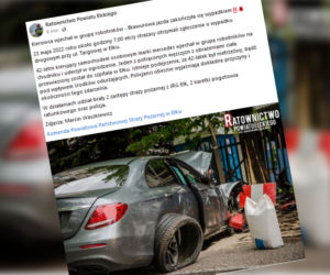 Groźny wypadek na ul. Targowej w Ełku. Auto wjechało w grupę robotników! [ZDJĘCIA]