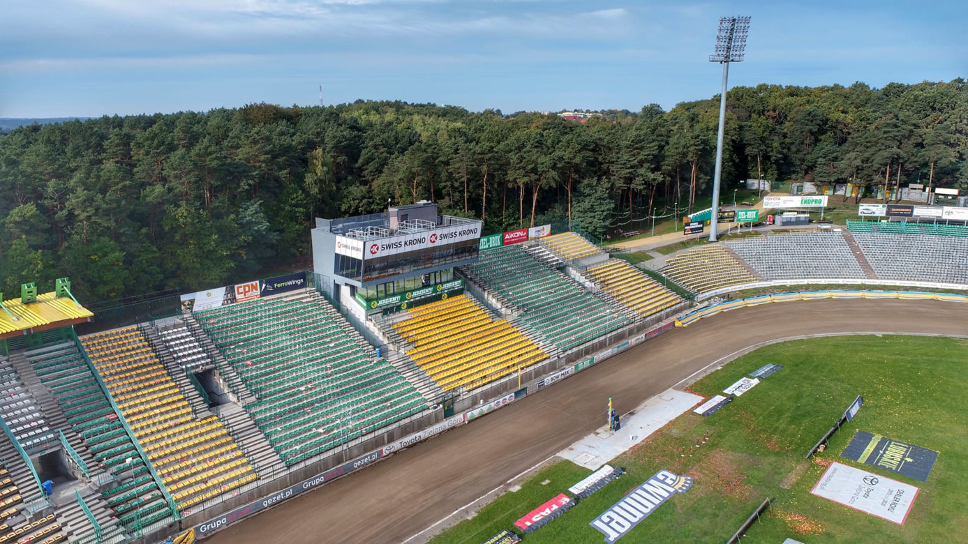 Stadion żużlowy w Zielonej Górze z lotu ptaka
