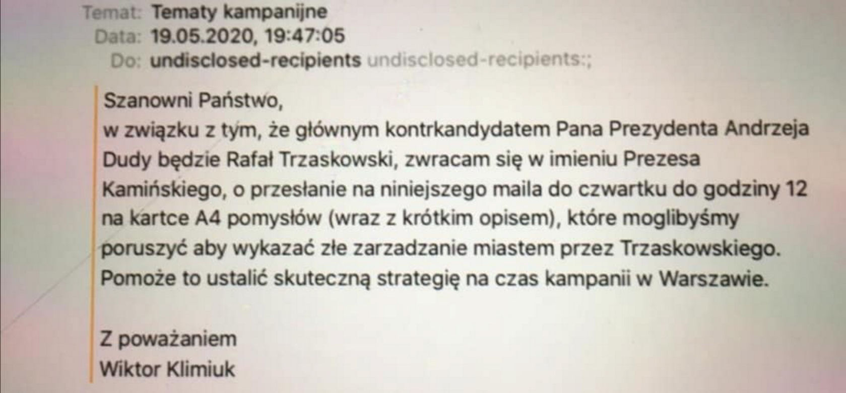 PiS zbiera haki na Trzaskowskiego