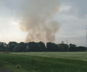 Pożar słomy w Jordanowie Śląskim