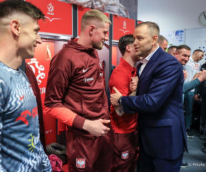 Nawrocki na stadionie oglądał mecz Polska-Albiania