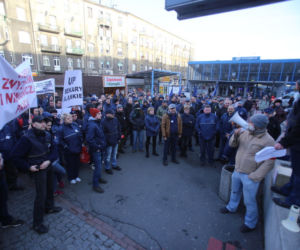 Protest pocztowców w Katowicach