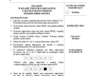 Egzamin gimnazjalny z języka francuskiego poziom podstawowy - zobacz arkusze, pytania i odpowiedzi.
