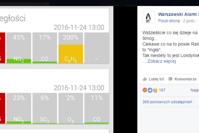 Warszawski Alarm Smogowy na Facebooku