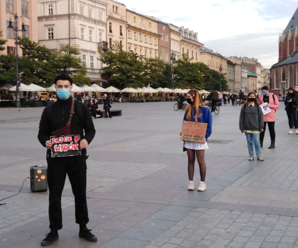 Protest na krakowskim rynku