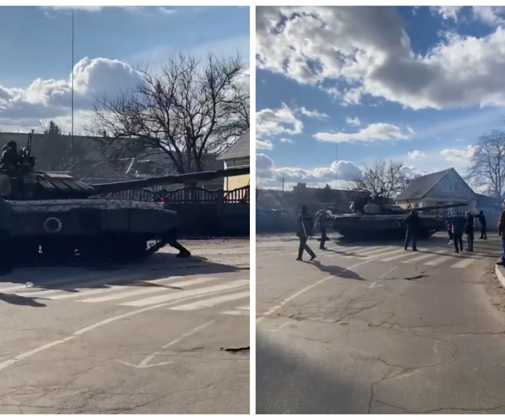 Atak na Ukrainę. Mężczyzna w pojedynkę próbował zatrzymać rosyjski czołg [WIDEO]