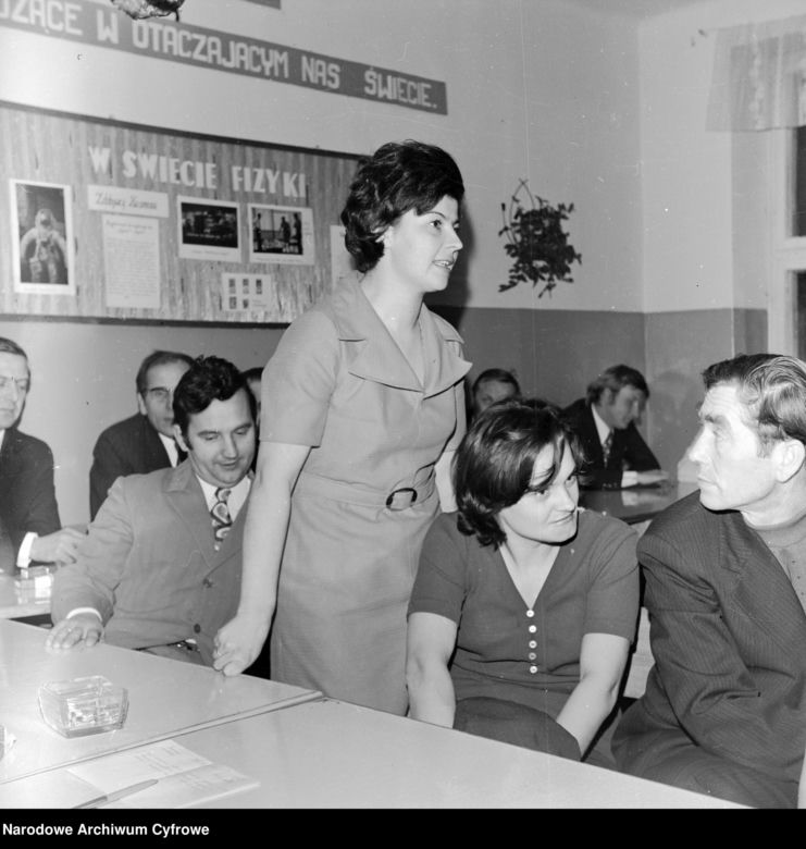 Spotkanie pedagogów z powiatu łapskiego z przedstawicielami władz; w szkole w Uhowie, 1973 rok