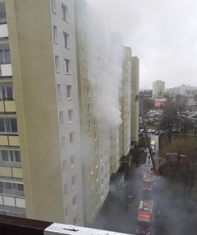 Pożar w bloku przy ulicy łukowskiej 6