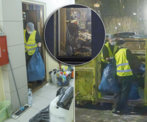 Udało się wejść do zaśmieconego mieszkania na Gocławiu. Wielkie sprzątanie