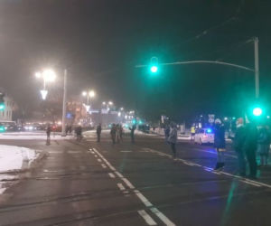 Strajk Kobiet w Gdańsku 1.02.2021. Blokada Huciska przez protestujących