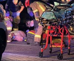 BMW zmasakrowane przez ciężarówkę. Poważny wypadek przy trasie S8