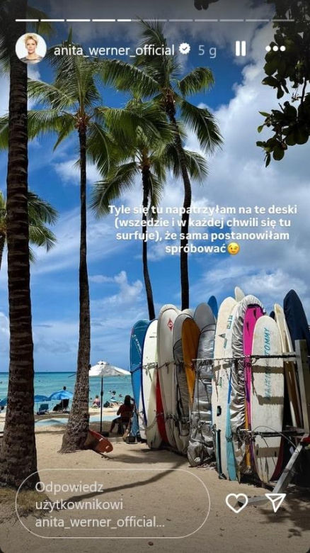 Hawaje, bikini i fale! Anita Werner zaskoczyła odważnym hobby