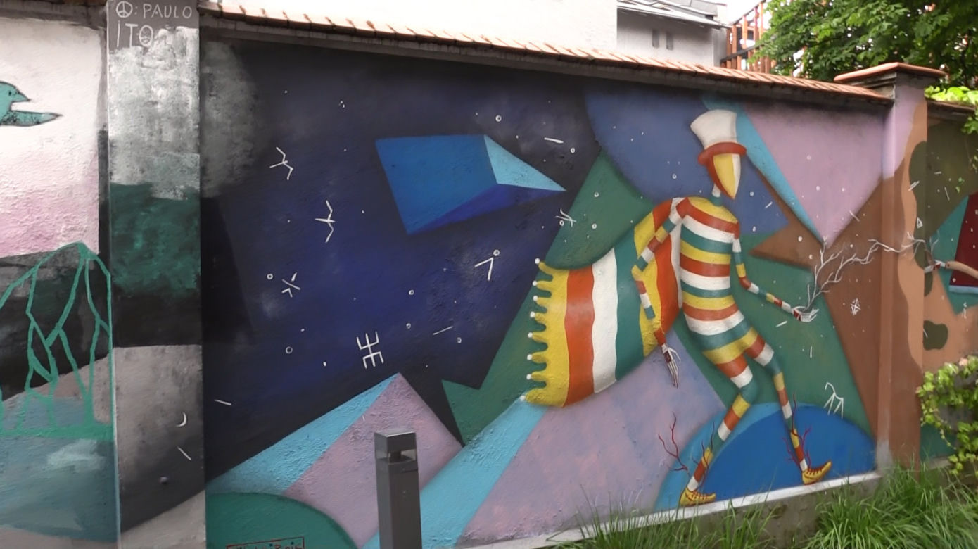 Mural przy Małopolskim Ogrodzie Sztuki