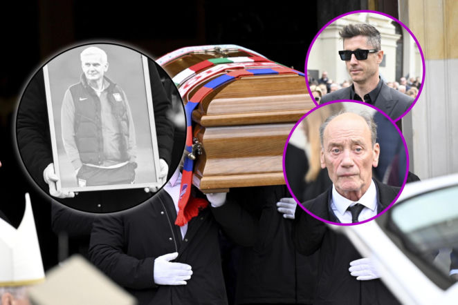 Pogrzeb Jacka Magiery. Załamany Robert Lewandowski z żałobnikami maszeruje w kondukcie na cmentarz