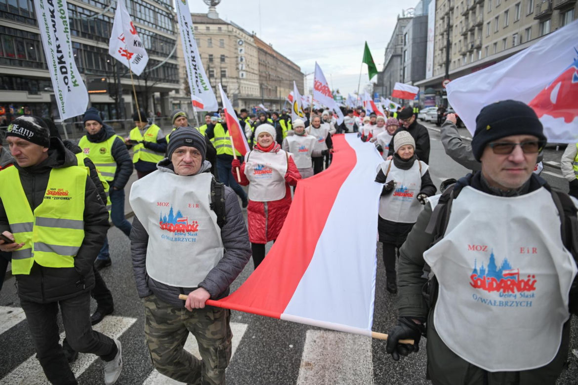 Protest górników w Warszawie