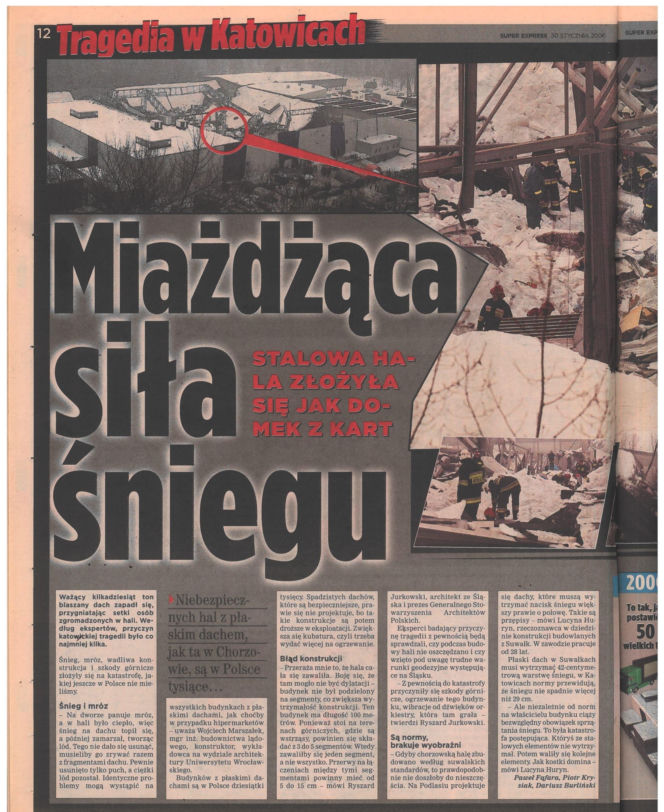 Zawalenie hali w Katowicach - archiwalne wydania "Super Expressu"