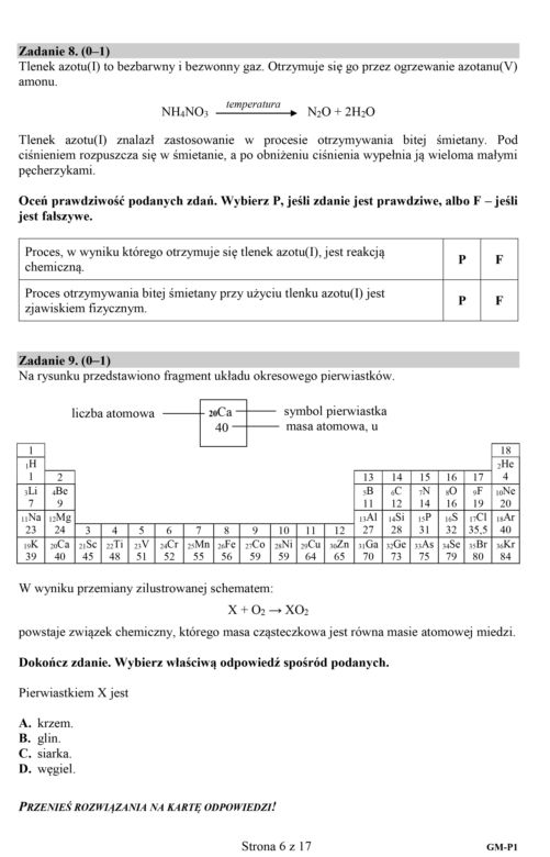 Egzamin gimnazjalny 2018 - część przyrodnicza