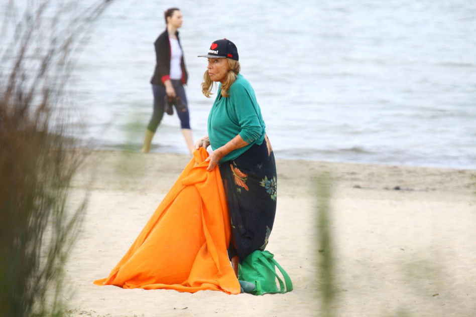 Agnieszka Fitkau-Perepeczko na plaży w Sopocie