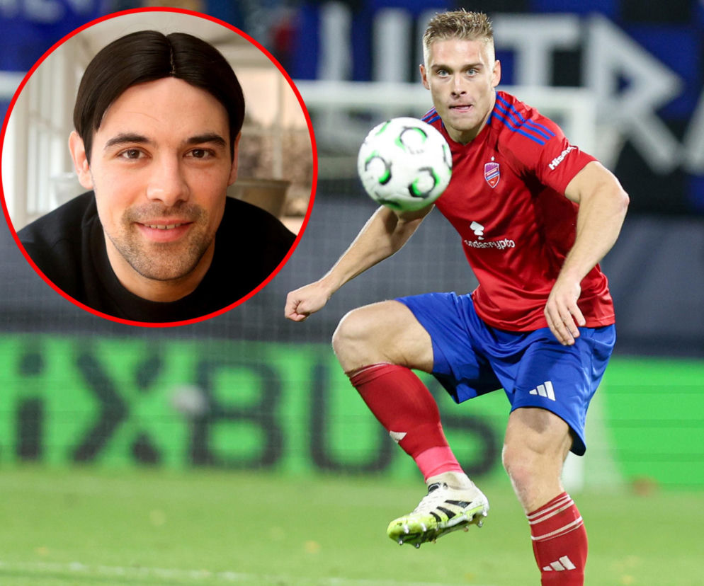 Oskar Repka z Rakowa przyjmuje piłkę. Na wstawce Ivica Vrdoljak. O szansach w meczu z Hajdukiem przeczytasz na SE Supersport.