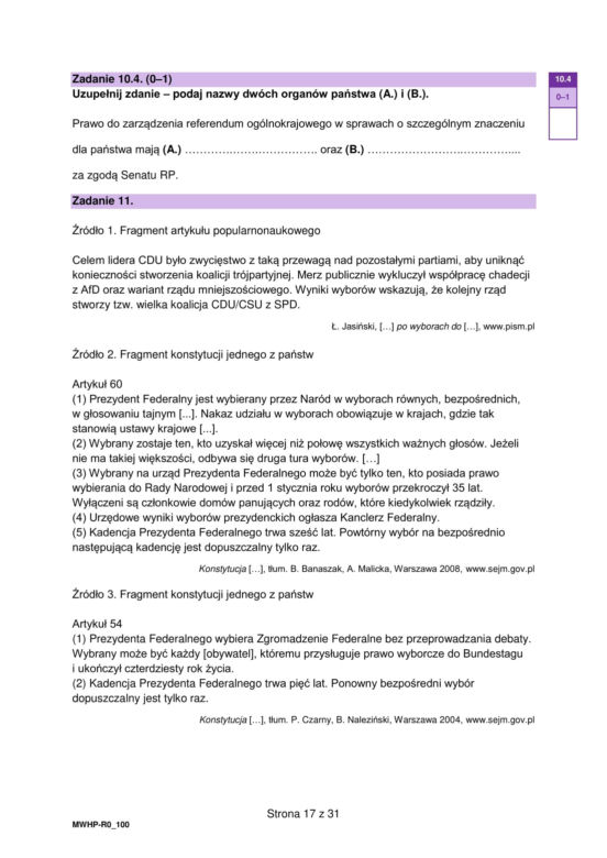 Matura próbna 2026 - WOS. Arkusz CKE