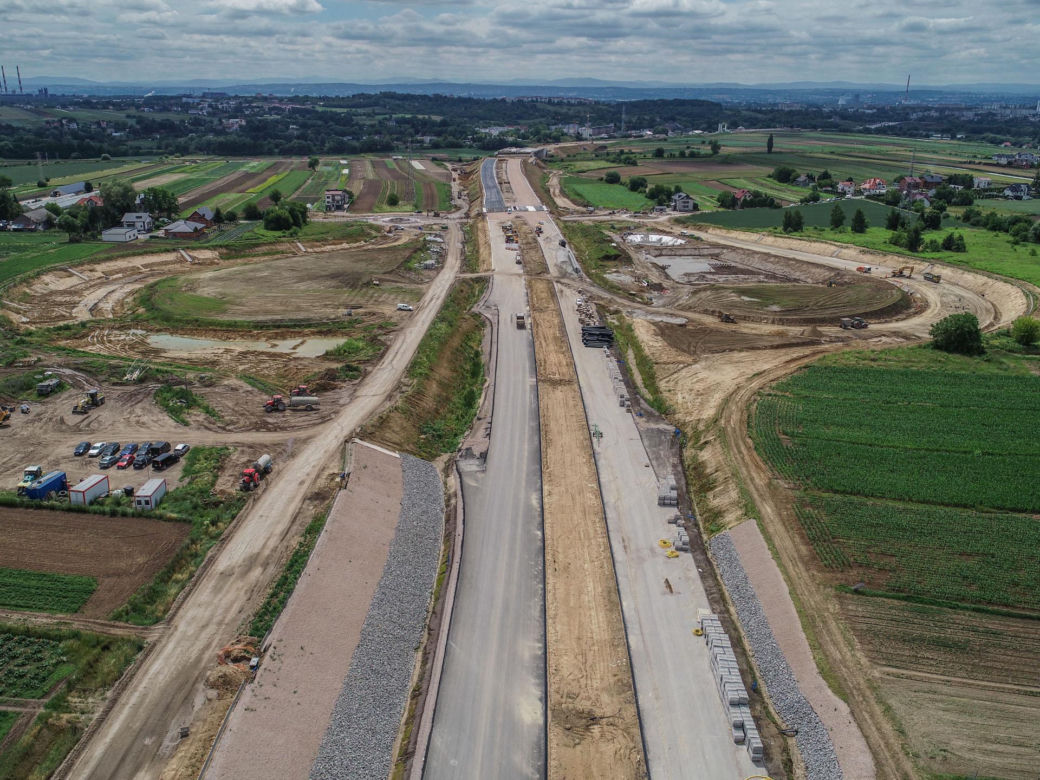 Zdjęcia z placu budowy S7 Kraków - Widoma, czerwiec 2024