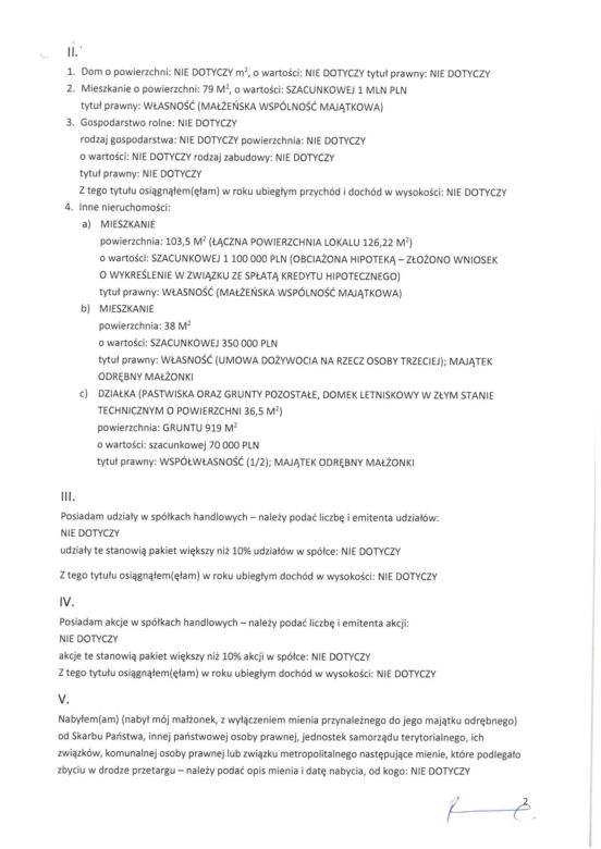 Oświadczenie majątkowe R. Trzaskowskiego