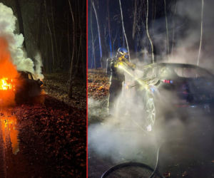 Auto uderzyło w drzewo i stanęło w płomieniach! Dramatyczny wypadek pod Bydgoszczą