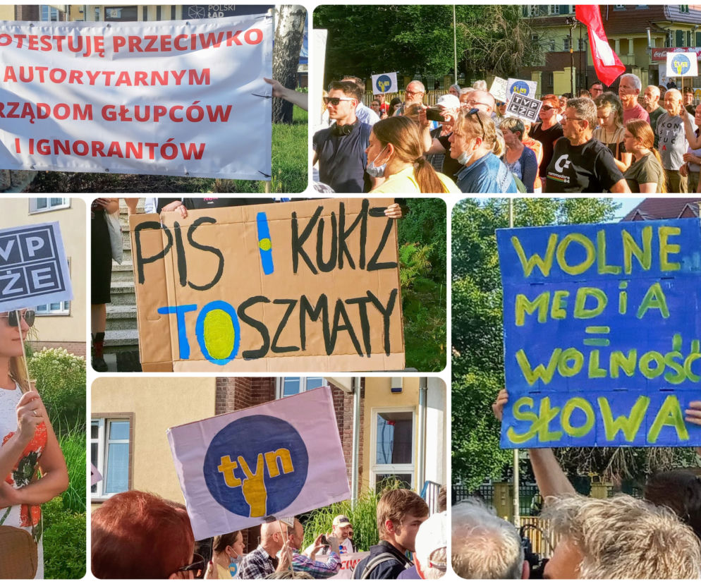 Protest przeciw Lex TVN w Szczecinie. PiS i Kukiz to szmaty