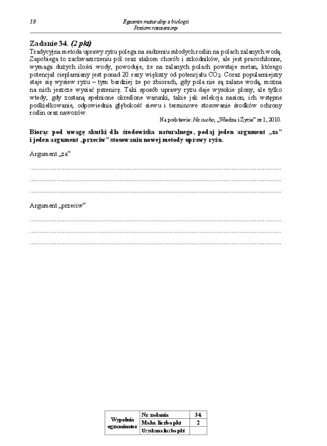 Arkusz biologia rozszerzony matura 2014