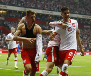Radość po golu dla Polski w meczu z Anglikami