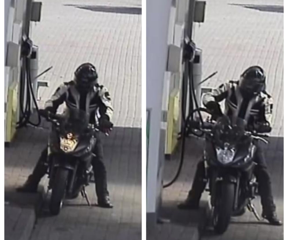 Motocyklista ukradł paliwo. Rozpoznajesz go? Wiesz kim jest? Zadzwoń na policję! 