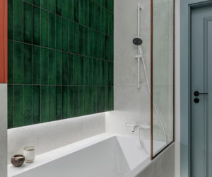 Mieszkanie w kolorach szałwiowej zieleni i ciepłej terakoty