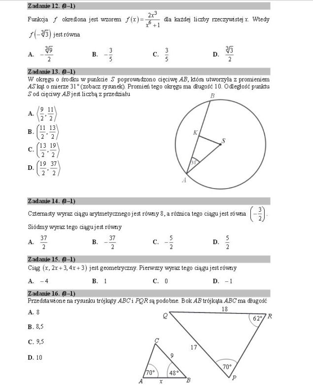 Matura 2016. Matematyka. ARKUSZE CKE