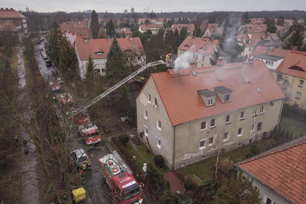 Pożar na wrocławskim Sępolnie we Wrocławiu 