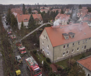 Pożar na wrocławskim Sępolnie we Wrocławiu 