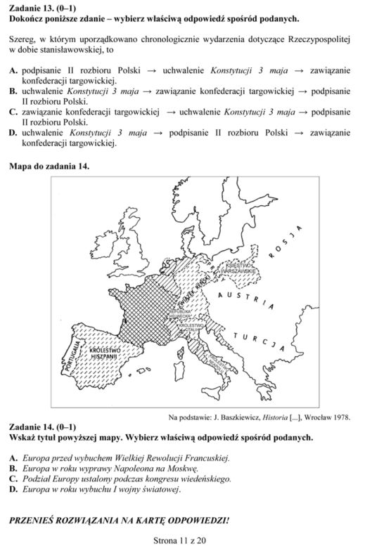 EGZAMIN GIMNAZJALNY 2014 HISTORIA WOS - ARKUSZE OFICJALNE Z CKE