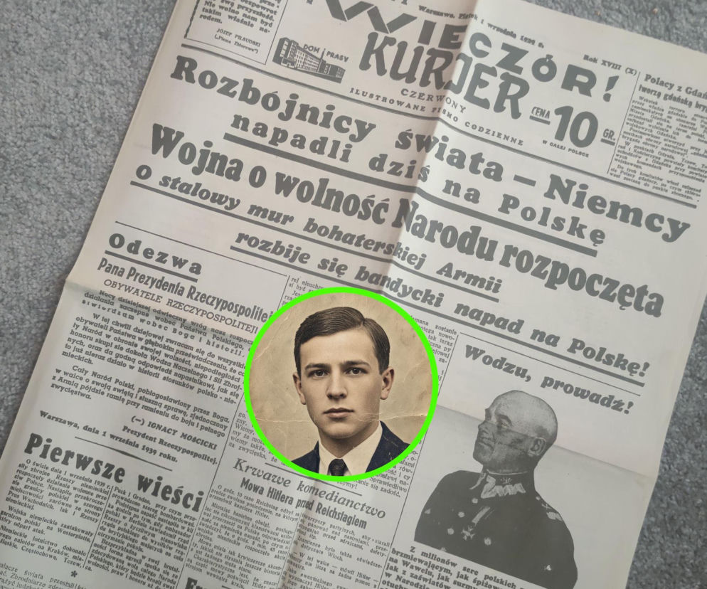 Gazeta Wieczór! z 1 września 1939 roku. Obok miniatura z portretem młodego Jana. O historii przeczytasz na SE Portal Obronny.