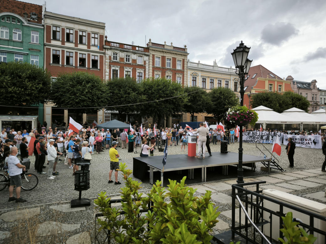 Manifestacja pod hasłem "Sto nielegalnej imigracji" w Lesznie
