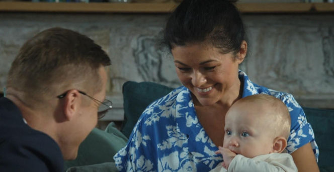 M jak miłość odc. 1903. Antoś (Mark Myronenko), Kinga (Katarzyna Cichopek), Piotrek (Marcin Mroczek)