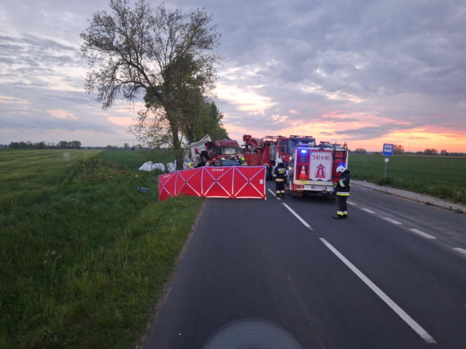 Kierowca zmiażdżony w aucie po czołowym zderzeniu
